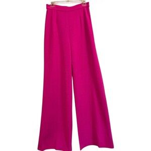 Emily Shalant Neon Pink Stretch Crepe Wide Leg Pants NWT Women's Size 6